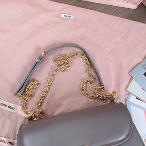 MIu dual strap underarm bagutte shoulder crossbody flap messenger bag with pushlock clasp - 图片 8