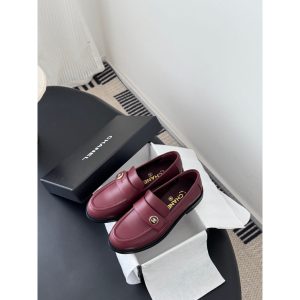 Chanel burgundy calfskin penny slip-on loafer size 35-40