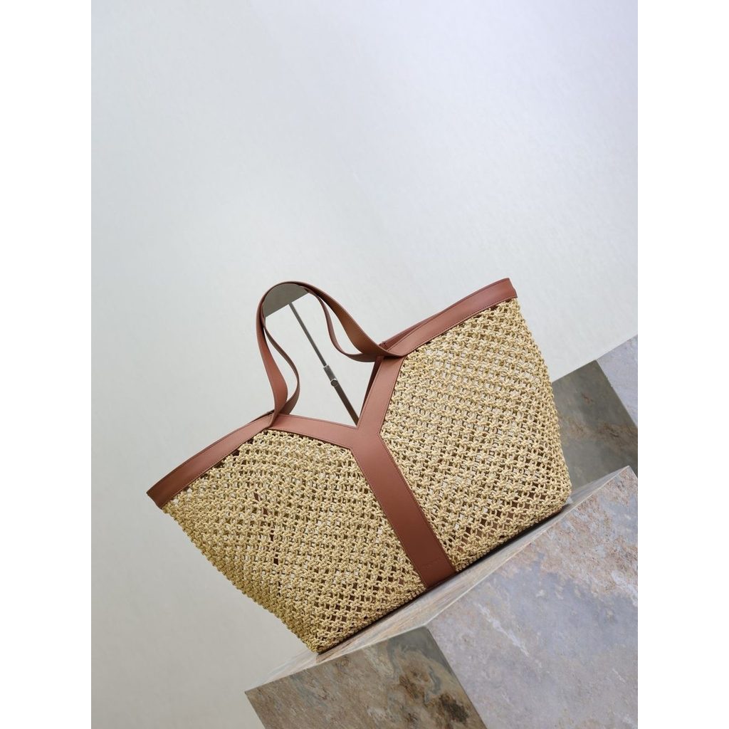 ph-11134201-820lh-mpa8zph0ay9s06.jpg YSL Y chic raffia-braided open shoulder tote resort beach storage bag with removeable clutch - 图片 1