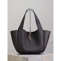 YSL Lee 5A7 bea shoulder shopping tote in pebbled calfskin