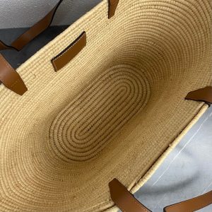 Celine raffia braided resort beach tote bag spacious shoulder shopping tote handbag with coin pouch - 图片 4