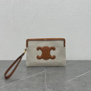 Celine canvas casual wristlet clutch versatile zipper coin pouch smartphone makeup pouch - 图片 4