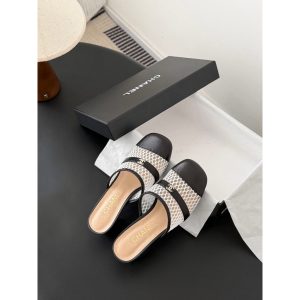 Chanel round-toe flat shoes mules outdoor sandal slipper size35-40