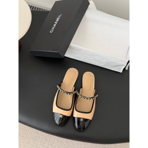 Chanel capped flat mules slide flat sandal shoes size35-40