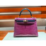 Hermes bicolor kelly 25 handbag GHW with horseshoe stamp in alligator full handmade/boutique inclusion