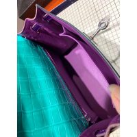 Hermes bicolor kelly 25 handbag GHW with horseshoe stamp in alligator full handmade/boutique inclusion