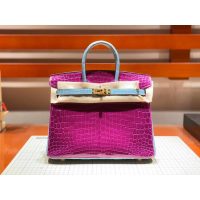 Hermes bicolor birkin 25 handbag GHW with horseshoe stamp in alligator full handmade/boutique inclusion