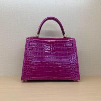 Shiny Nile crocodile Her^^m Kelly 25cm structured shopper handbag luxury design tote - 图片 8