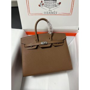 Hermes etaupe birkin 25 sellier handbag-epsom calfskin PHW full handmade boutique inclusion