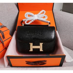 Hermes constance 24 shoulder messenger flap GHW-croco-effect calfksin boutique inclusion