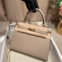 Hermes kelly 28 Burgundy handbag in box calfskin PHW full handmade boutique inclusion