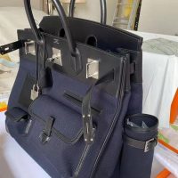 Hermes birkin hac 40 cargo travel luggage -canvas swift leather full handmade/boutique inclusion
