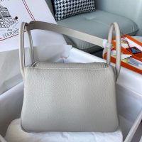 togo Hermes etain lindy 26 shoulder tote bag PHW-full handmade/boutique inclusion