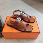 Hermes strapped flat combat gladiator sandal with oversized kelly buckle size35-42