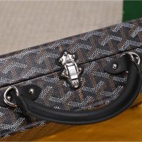 goyar canvas trunk handbag compact suitcase clamshell crossbody sling messenger bag with code detail - 图片 7