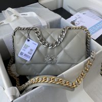 Chanel 19 small shoulder flap bag in quilted lambskin