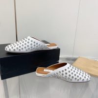 ALAIA Crystal-detailed flat pump sandal half drag mules outdoor summer slipper size35-40 - 图片 5