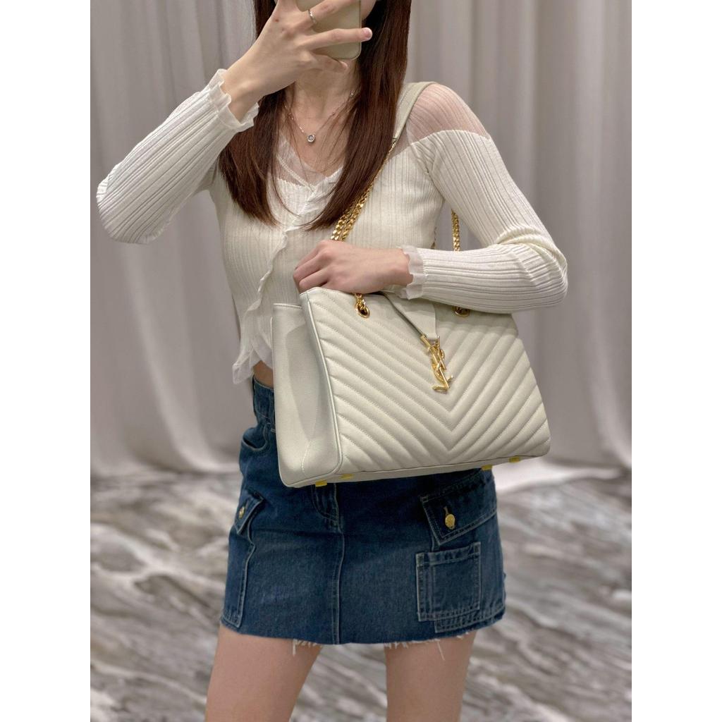 ph-11134201-820l4-mqspel106dxd12.jpg calfskin YSL Chevron quilted shoulder travel shopper handbag shoulder commuter office bag - 图片 1