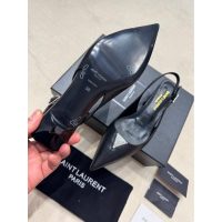 YSL pointed kitten heel pump slip-on crystal-detailed slingback sandal size35-40 3cm height - 图片 9