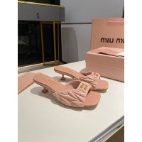 COD lambskin 缪缪 Miu kitten heel slide mules summer heel sandal slipper size35-41 5.5cm height - 图片 3
