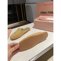 Miumiu flat slide mules casual half drag shoes elegant summer sandal slipper size35-41 - 图片 3