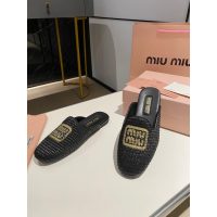 Miumiu flat slide mules casual half drag shoes elegant summer sandal slipper size35-41 - 图片 8