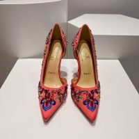 Christian Louboutin pointed heel pump slip-on embroidered heel sandal wedding shoes size35-42 10cm - 图片 8