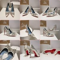 Christian Louboutin pointed heel pump slip-on embroidered heel sandal wedding shoes size35-42 10cm - 图片 9