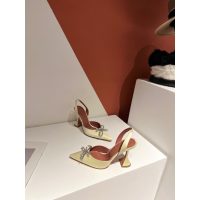 Amina Muaddi satin heel slingback pump with crystal-adorned bow size35-42 - 图片 7