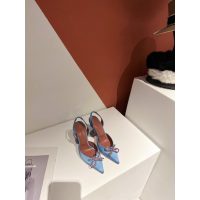 Amina Muaddi satin crystal-bow heel slingback pump hot girl nightclub dancer shoes size35-42 - 图片 7
