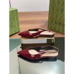 Gucci pointed flat slingback ballet shoes daily flat pump sandal in patent leather size35-40