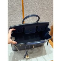 Navy Hermes birkin 30 top-handle handbag-box calfskin GHW full handmade boutique package