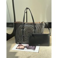 Alaia laser-cut perforated neverfull carryall handbag shoulder tote with detachable clutch - 图片 6