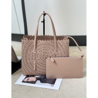 Alaia laser-cut perforated neverfull carryall handbag shoulder tote with detachable clutch - 图片 9