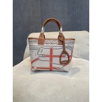 Hermes Steeple 25 canvas Tote Bag with Equestrian Print