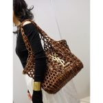 wooden-bead YSL resort beach tote/shoulder underarm hobo bag