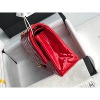 Chanel Medium shoulder double Flap Bag in red Patent Leather