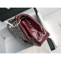 Chane Cf25 l Medium Double Flap Bag in burgundy Patent Leather