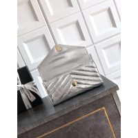 lambskin Chanel chevron envelope clutch/woc with chain