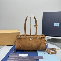 brown Prada Bolide Shoulder Bag in Polished Calfskin