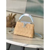 women's Louis Vuitton Capucines Mini Handbag in Wicker and Calfskin