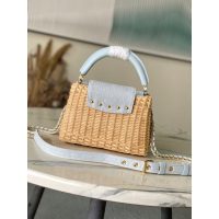 women's Louis Vuitton Capucines Mini Handbag in Wicker and Calfskin