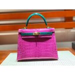 Hermes bicolor kelly 25 handbag GHW with horseshoe stamp in alligator full handmade/boutique inclusion