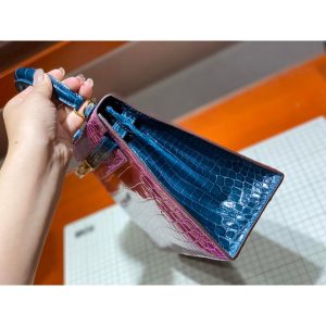 Hermes bicolor kelly 25 handbag GHW with horseshoe stamp in alligator full handmade/boutique inclusion