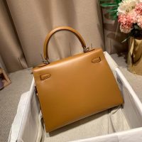 Hermes kelly 28 Bleu electrique handbag in box calfskin GHW full handmade boutique inclusion