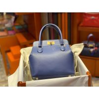 full handmade stitch Her^^mes Toolbox 20 convertible bowling handbag crossbody shoulder bucket tote - 图片 2