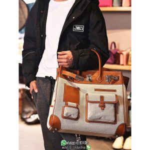 Hermes birkin 40 hac cargo travel luggage bag-canvas swift leather full handmade/boutique inclusion