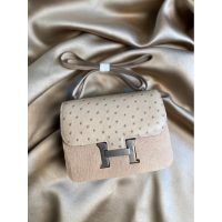 Hermes ostrich constance 24 shoulder messenger flap GHW full handbag /boutique inclusion