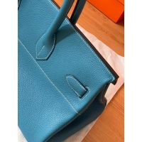 Hermes Shoulder Birkin 42cm tote handbag GHW in denim calfskin full handmade boutique package