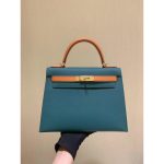epsom Hermes kelly 25 bicolor handbag GHW full handmade boutique package